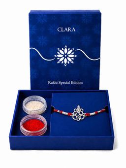 CLARA - 925 Sterling Silver Shubh Ganesha Rakhi with Roli Chawal