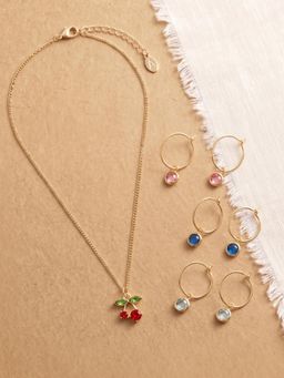 Accessorize London - Women Crystal Cherry Necklace Set