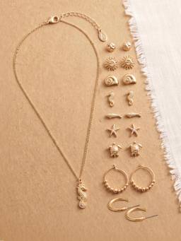 Accessorize London - Women Seahorse and Seaside Sunshine Necklace Set