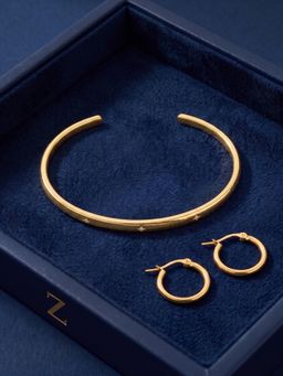 Accessorize London - Women 14K Gold-Plated Star Cuff and Hoop Earrings