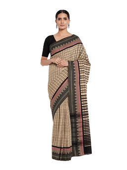 Fabindia - Cotton Hand Block Print Sari- Black