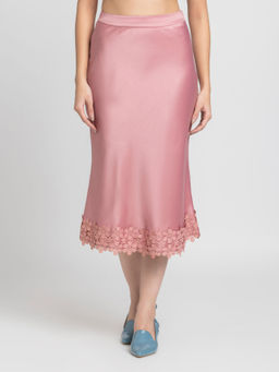 SHAYE - Dusty Pink Solid Bias A-Line Casual Skirt