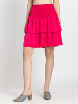 SHAYE - Fuchsia Pink Solid A-Line Casual Skirt
