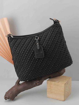 Mochi - Women Textured Black Sling Bag (10)