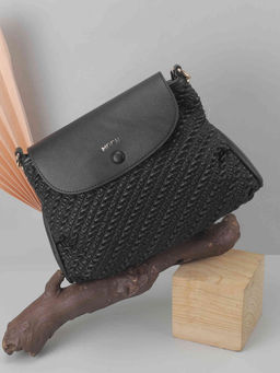 Mochi - Women Textured Black Sling Bag (10)