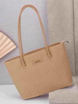 Mochi - Women Textured Tan Tote Bag (10)