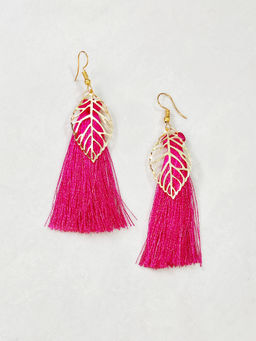 Lime By Manika - Leaf Detailed Tassel Earrings