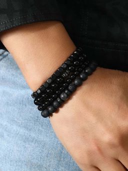 Designs & You - Black Multistrand Pack Of 4 Bracelets for Men