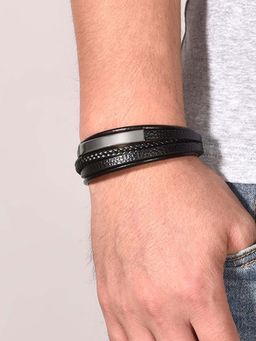 Designs & You - Black Latest Style Leather Multi Layered Bracelet for Men