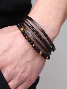 Designs & You - Brown Latest Style Leather Multi Layered Bracelet for Men
