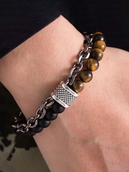 Designs & You - Multi-Color Silver Plated Spiritual Beads Chain Bracelet for Men