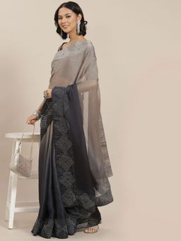 Odette - Grey Designer Ombre Coloured Art Silk Saree with Unstitched Blouse