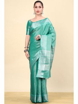 Soch - Green Silk Blend Woven Saree with Unstitched Blouse