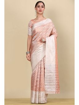 Soch - Beige Silk Blend Woven Saree with Unstitched Blouse