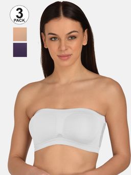 Mod & Shy - Assorted Solid Non-Wired Non Padded Bandeau Bras (Pack of 3)