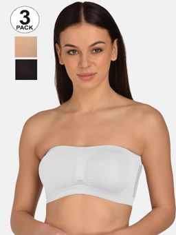 Mod & Shy - Assorted Solid Non-Wired Non Padded Bandeau Bras (Pack of 3)