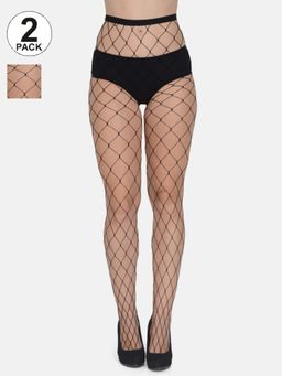 Mod & Shy - Women Black Fishnet Design Stockings (Pack of 2)