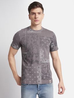 Beverly Hills Polo Club - Wash Out Bandana Aop Grey T-Shirt