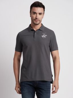 Beverly Hills Polo Club - Core Plated Collar and Cuff Grey Polo T-Shirt