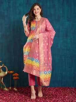Gahan - Womens Cotton Chanderi Fabric Pant Kurta With Pant Dupatta (Set of 3)
