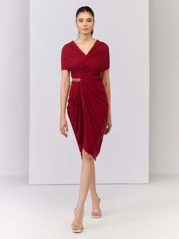 S&N by Shantnu Nikhil - Red Cherry Draped Dress
