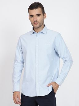 Ben Sherman - Men Sky Blue Solid Cotton Casual Shirt