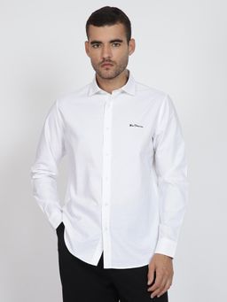 Ben Sherman - Men White Solid Cotton Casual Shirt