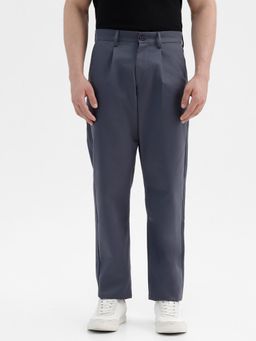 Crocodile - Men Grey Comfort Fit Solid Trouser