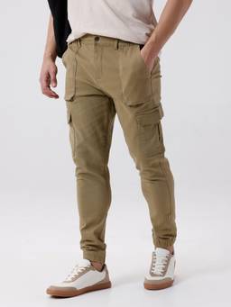 Crocodile - Khaki Men Full Length Cargo Pocket Joggers