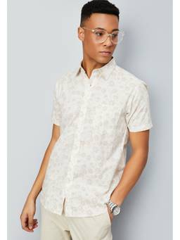 max - Premium Off White Men Printed Slim Fit Shirt