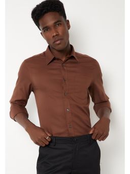 max - Stylish Brown Men Solid Slim Fit Shirt