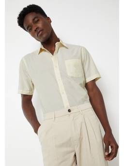 max - Refined Yellow Men Striped Slim Fit Shirt