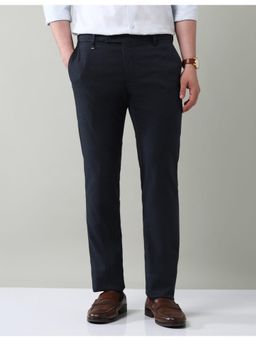 AD By Arvind - Navy Blue Solid Regular Fit Trouser