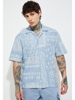 max - Essential Blue Men Woven Resort Shirt