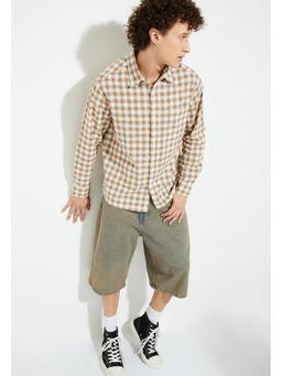 max - Trendy Brown Men Checked Relaxed Fit Shirt
