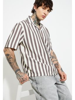 max - Casual Brown Men Striped Relaxed Fit Shirt