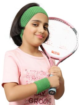Bharatasya - Sports Set Of Sweatband And Wristband Green (11-12 Years)