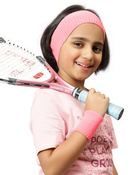 Bharatasya - Sports Set Of Sweatband And Wristband Pink (11-12 Years)