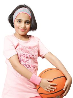 Bharatasya - Sports Set Of Sweatband And Wristband Pink (11-12 Years)