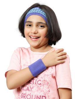 Bharatasya - Sports Set Of Sweatband And Wristband Blue (11-12 Years)