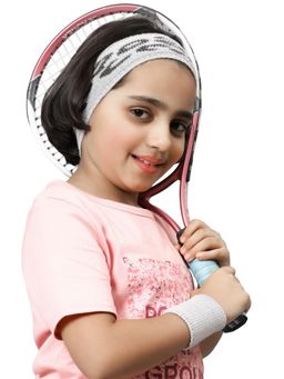 Bharatasya - Sports Set Of Sweatband And Wristband Grey (11-12 Years)