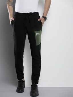 The Indian Garage Co - Men Black Slim Fit Colorblock Joggers