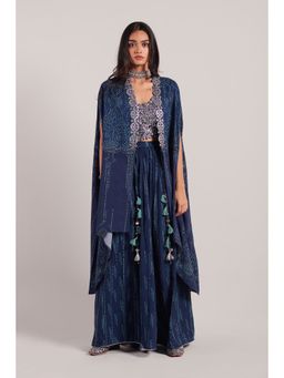 Inej - Navy Blue Cape Suit (Set of 3)