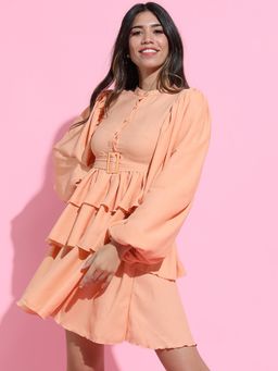 TOKYO TALKIES - Womens Attractive Peach Solid Dress