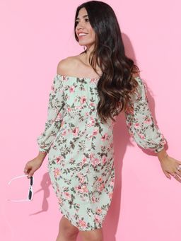 TOKYO TALKIES - Womens Gorgeous Green Floral Dress