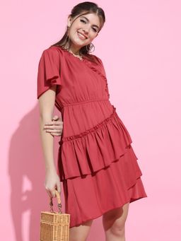 TOKYO TALKIES - Womens Gorgeous Rust Solid Dress