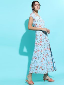 TOKYO TALKIES - Womens Sweetheart Neck Floral Maxi Dress