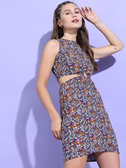 TOKYO TALKIES - Womens Multi-Color Floral Regular Dress