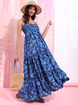 TOKYO TALKIES - Blue Floral Maxi Dress