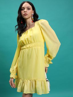 TOKYO TALKIES - Yellow Checks Mini Dress